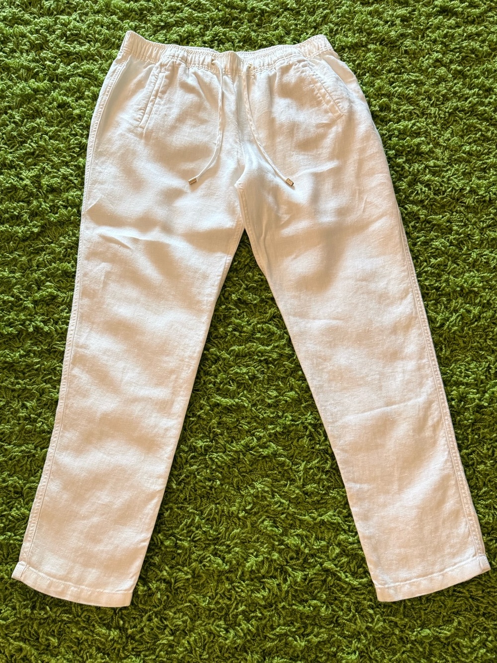 Lilly Pulitzer White Linen-Blend Drawstring Pants